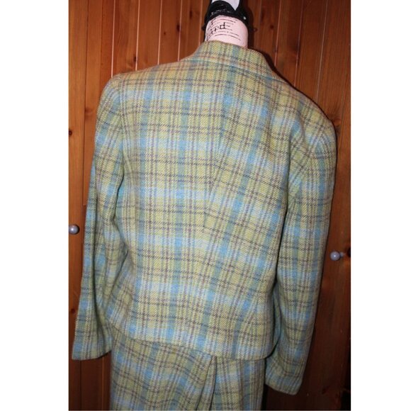 Ellen Tracy Linda Allard Vintage Plus Wool Lined Plaid Suit Size 14 - Picture 3 of 11